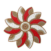 Modern Decor Red & White Wheel Rangoli Set, Home Decor, Table Top Decor Gift for Wedding Anniversary Festival,Pooja decor, Return Gift